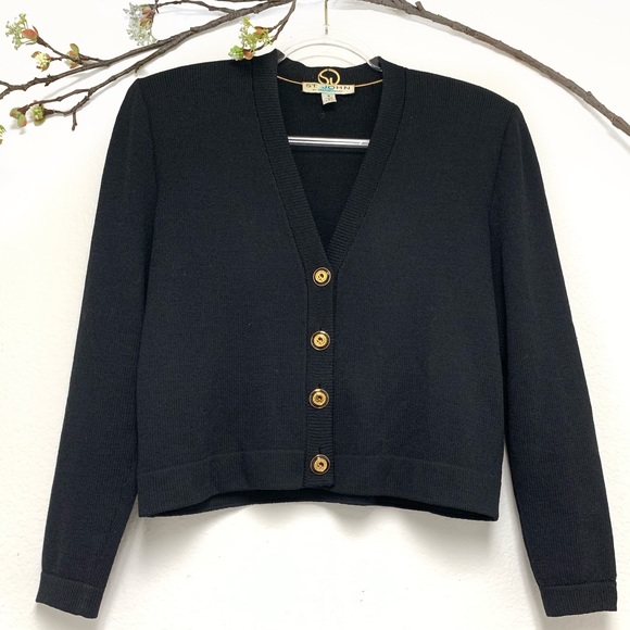 St. John Sweaters - St. John black Santana knit button cardigan jacket